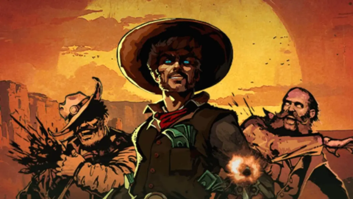 Cenário desértico e rústico do slot Revolvero com elementos de faroeste